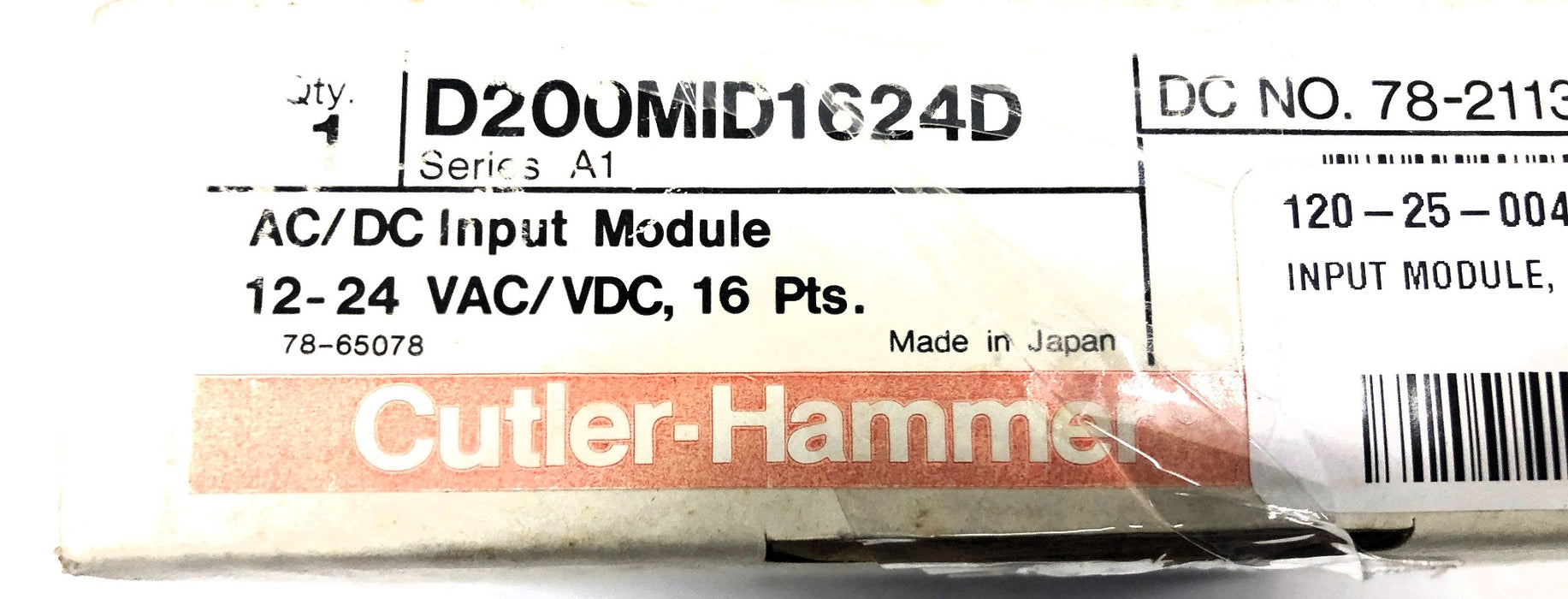 Eaton Cutler-Hammer Series A1 Input Module D200MID16740 NOS