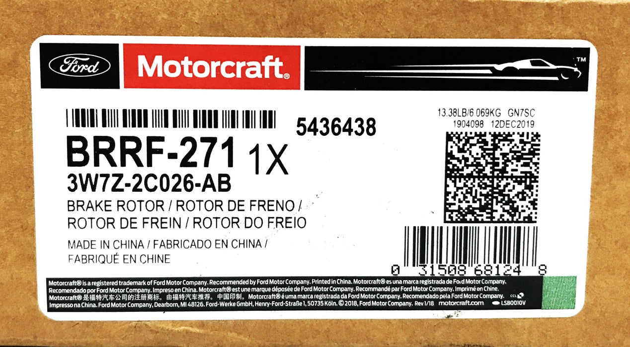 Motorcraft Ford Disc Brake Rotor BRRF-271 NOS