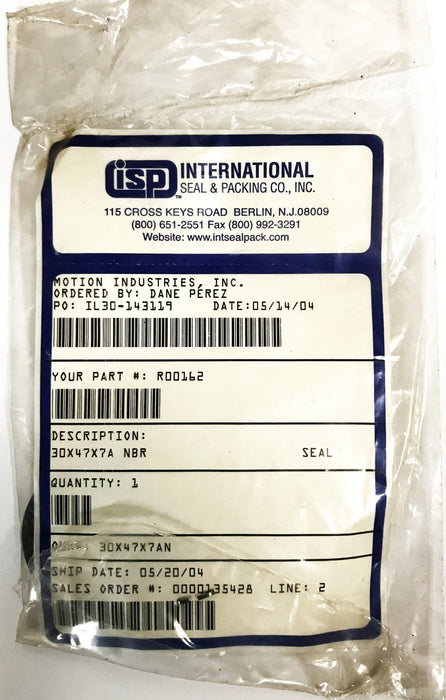 ISP 1-1/4 inch ID Oil Seal R00162 [Lot of 3] NOS