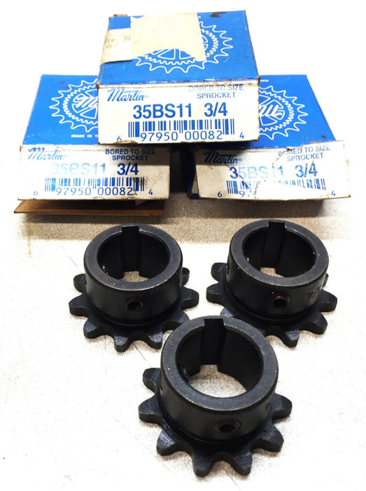Martin Roller Chain 3/4" Bore Sprocket 35BS11 [Lot of 3] NOS