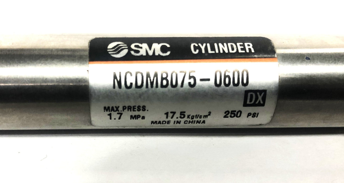 SMC Max Pressure 1.7MPa 17.5Kgf/cm2 250PSI Cylinder NCDMB075-0600 USED