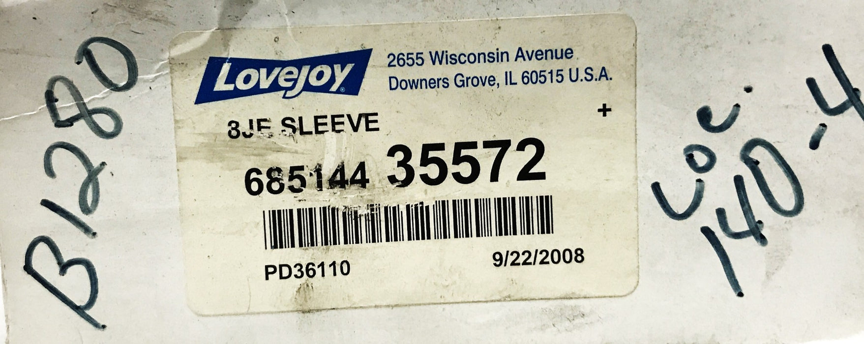 Lovejoy Flex Coupling Sleeve 685144-35572 NOS