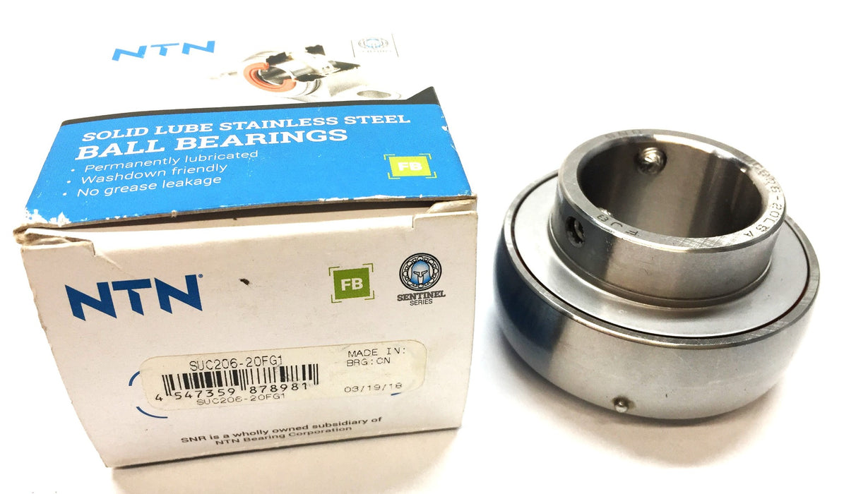 NTN Solid Lube Stainless Steel Ball Bearing SUC206-20FG1 NOS