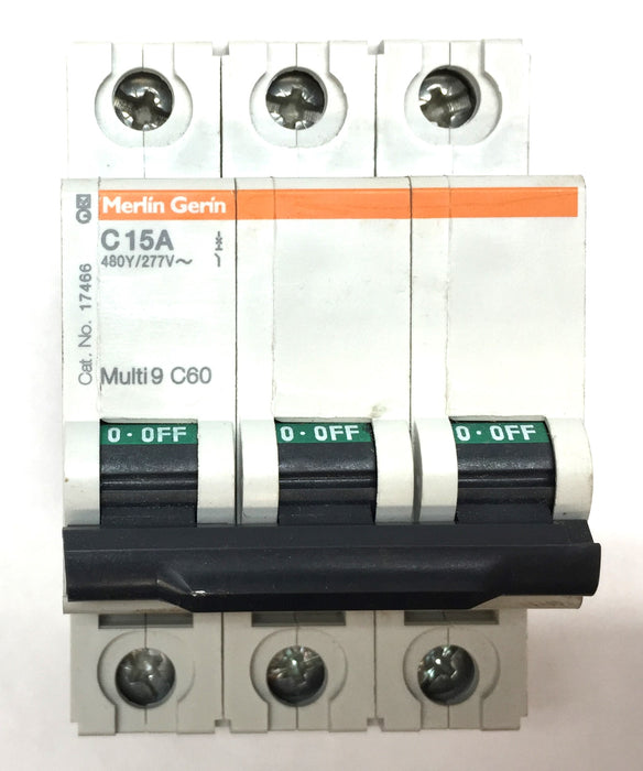 Merlin Gerin Multi 9 C60 15A 3-Pole 50/60Hz Supplementary Protector MG17466 NOS