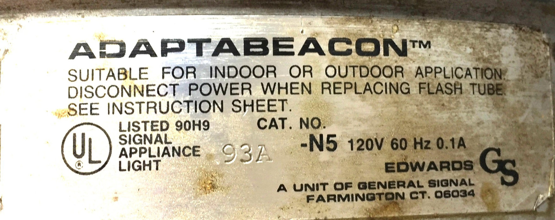 Adaptabeacon 5" Amber 3-Wire Signaling Beacon Light 93A-N5 (Missing Bulb) USED