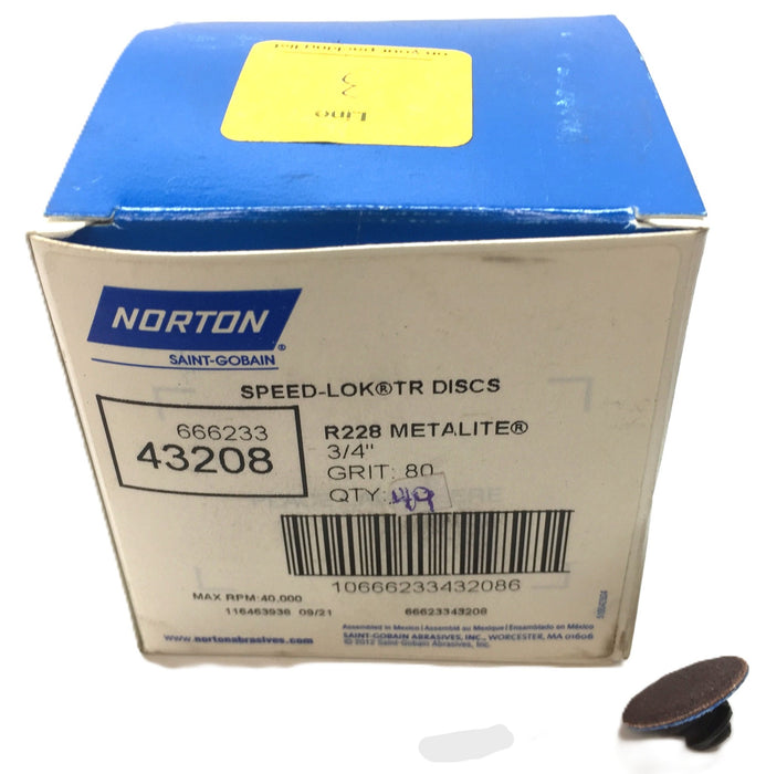 Norton Saint-Gobain 3/4" 80-Grit Speed Lok TR Disc 666233-43208 [Lot of 49] NOS
