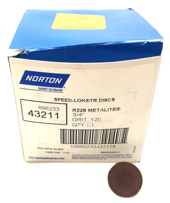 Norton Saint-Gobain 3/4" 120-Grit Speed Lok TR Disc 666233-43211 [Lot of 44] NOS