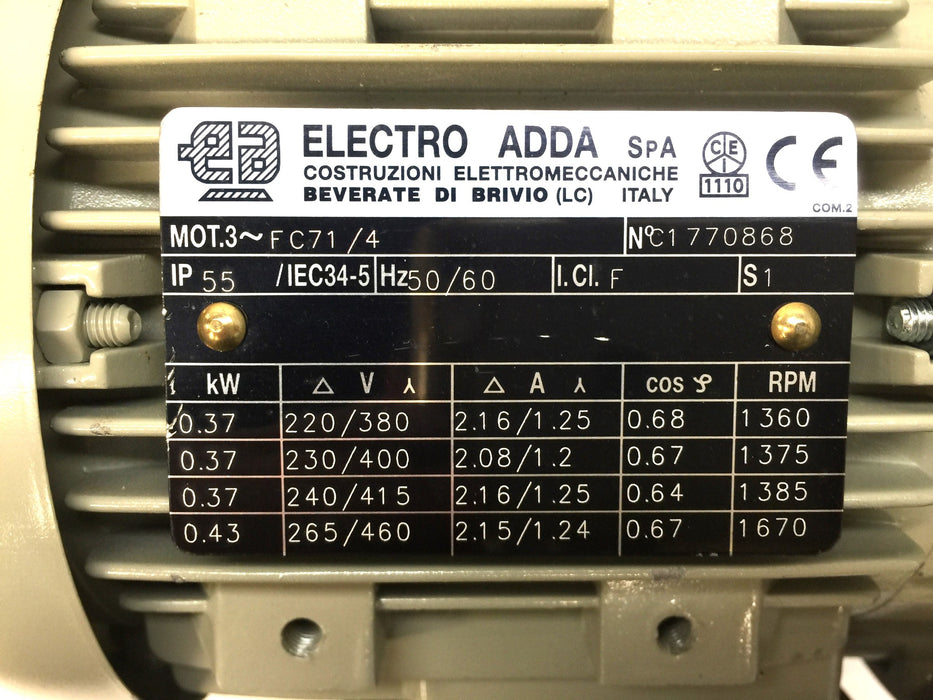 Electro Adda 50/60Hz Motor FC71/4 (IEC34-5) NOS