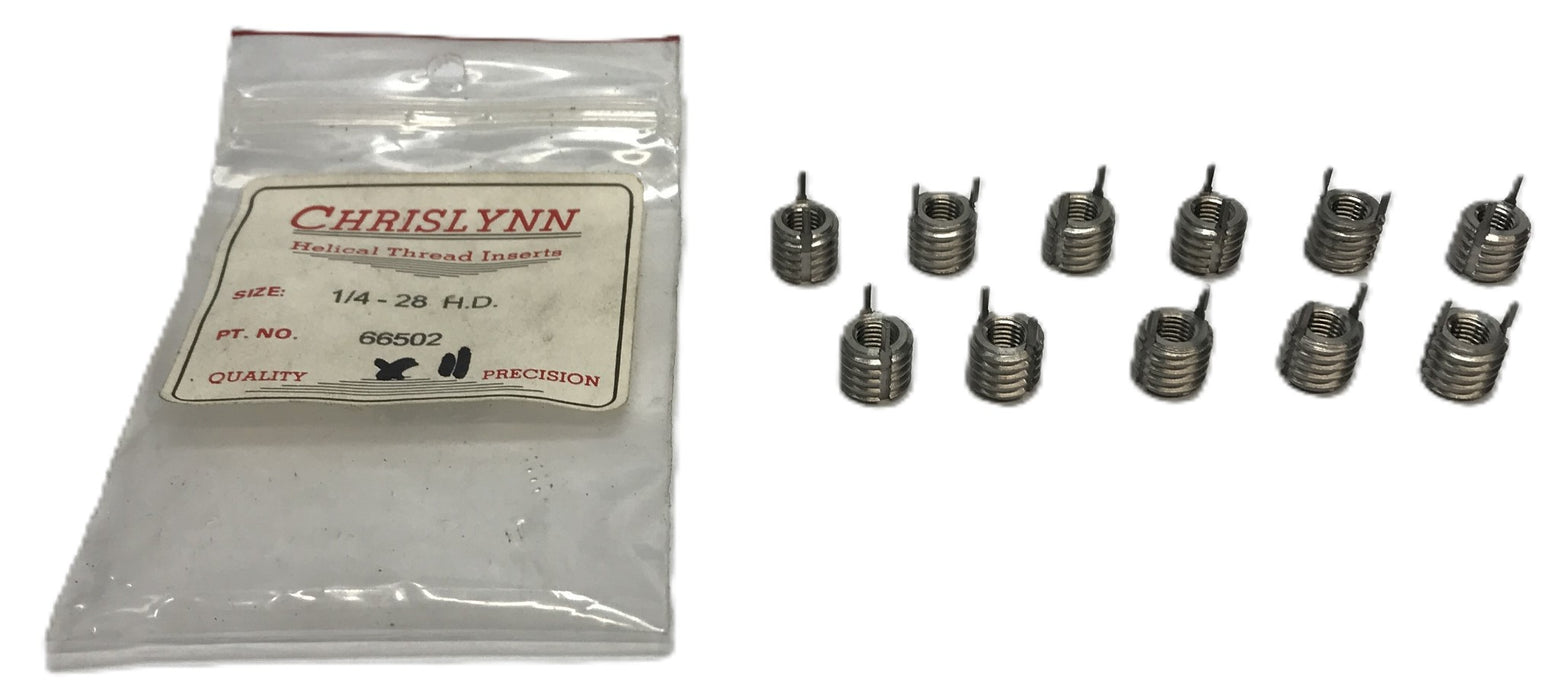 Chrislynn Pack of (11) 1/4-28 H.D.. Key Locking Threaded Inserts 66502 NOS