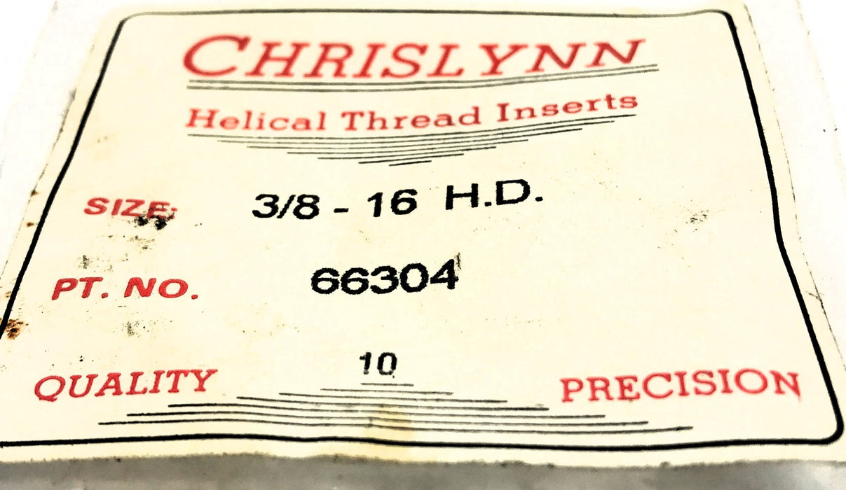 Chrislynn Pack of (10) 3/8-16 H.D. Key-Locking Threaded Inserts 66304 NOS