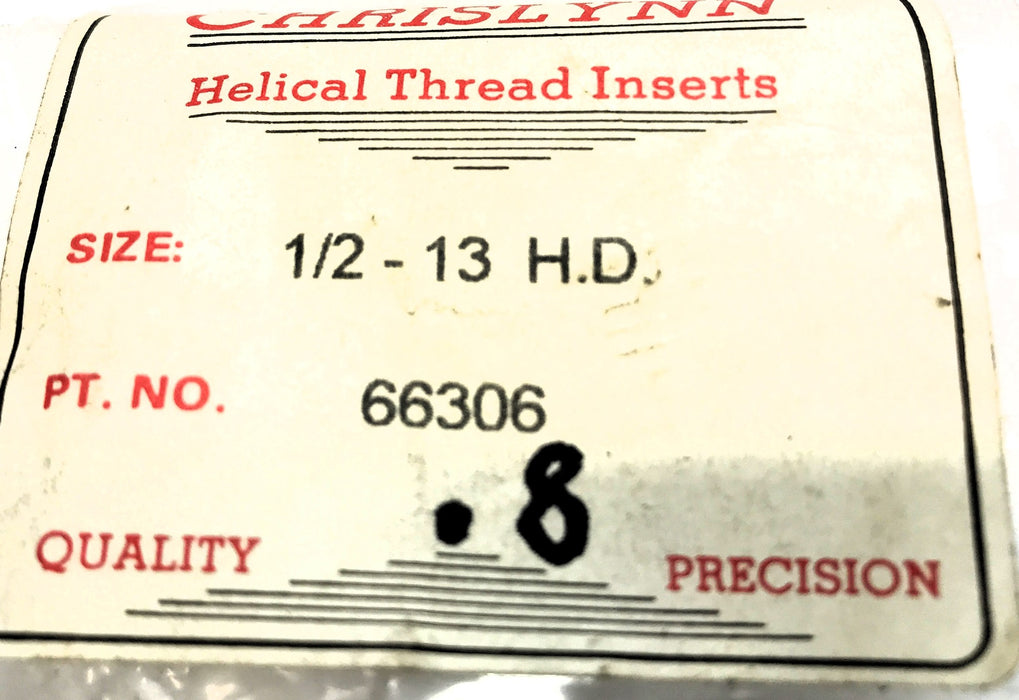 Chrislynn Pack of (10) 1/2-13 H.D. Key-Locking Threaded Inserts 66306 NOS