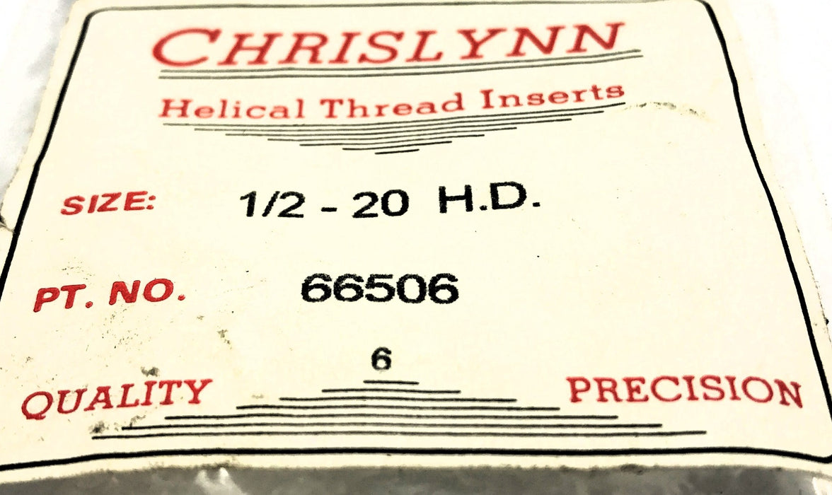 Chrislynn Pack of (10) 1/2-20 H.D. Key-Locking Threaded Inserts 66506 NOS
