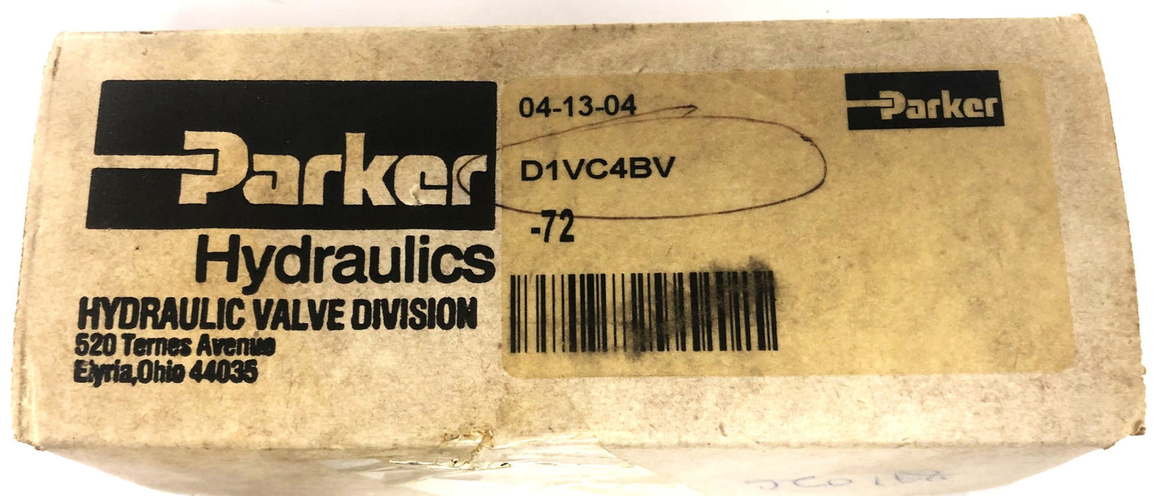 Parker 30 Degree 5000PSI Directional Control Valve D1VC4BV 72 NOS