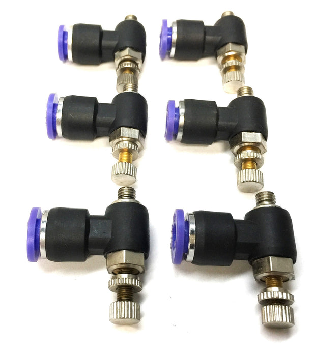 E-MC 1/4"x 10/32 Air Flow Control Valve Tube Push Fitting 6 [Lot of 6] NOS