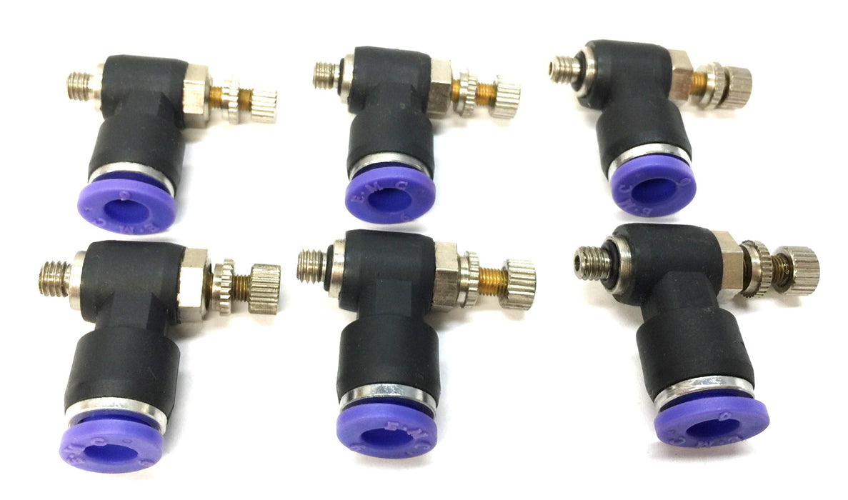 E-MC 1/4"x 10/32 Air Flow Control Valve Tube Push Fitting 6 [Lot of 6] NOS
