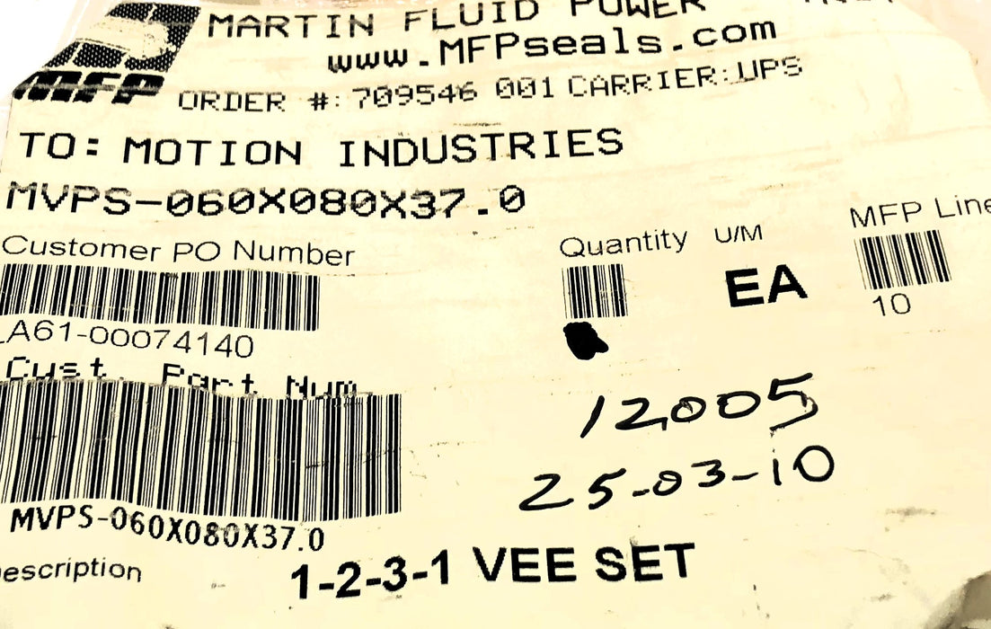 MFP 1-2-3-1 Vee Set MVPS-060X080X37.0 NOS