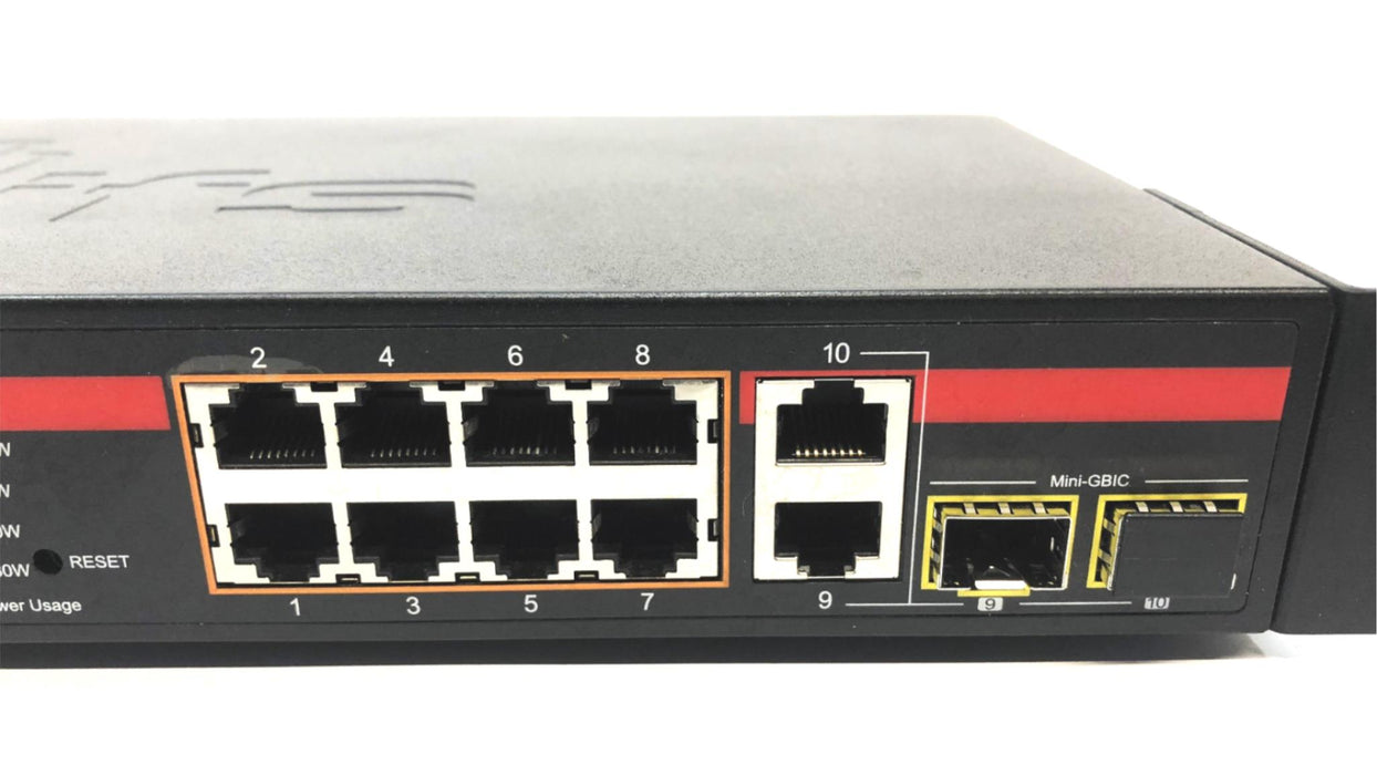 Interlogix 8-Port Fast Ethernet PoE+ Web Smart Switch ES2402-8P-2C USED