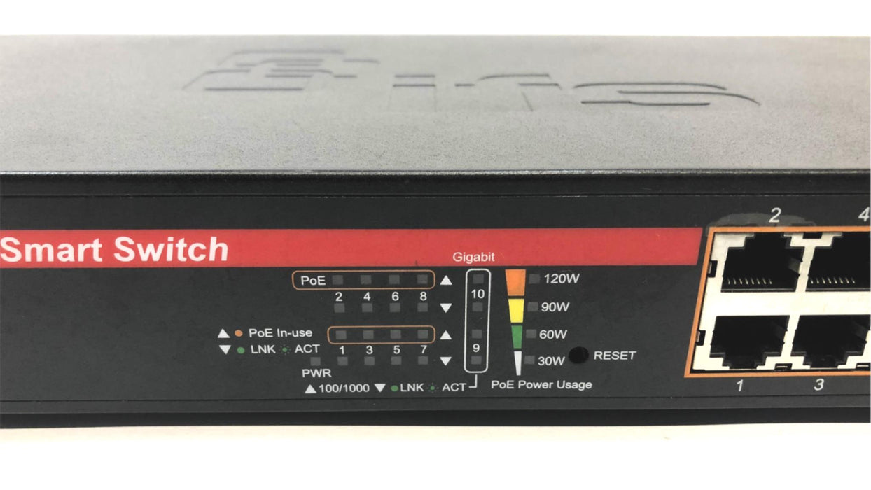 Interlogix 8-Port Fast Ethernet PoE+ Web Smart Switch ES2402-8P-2C USED