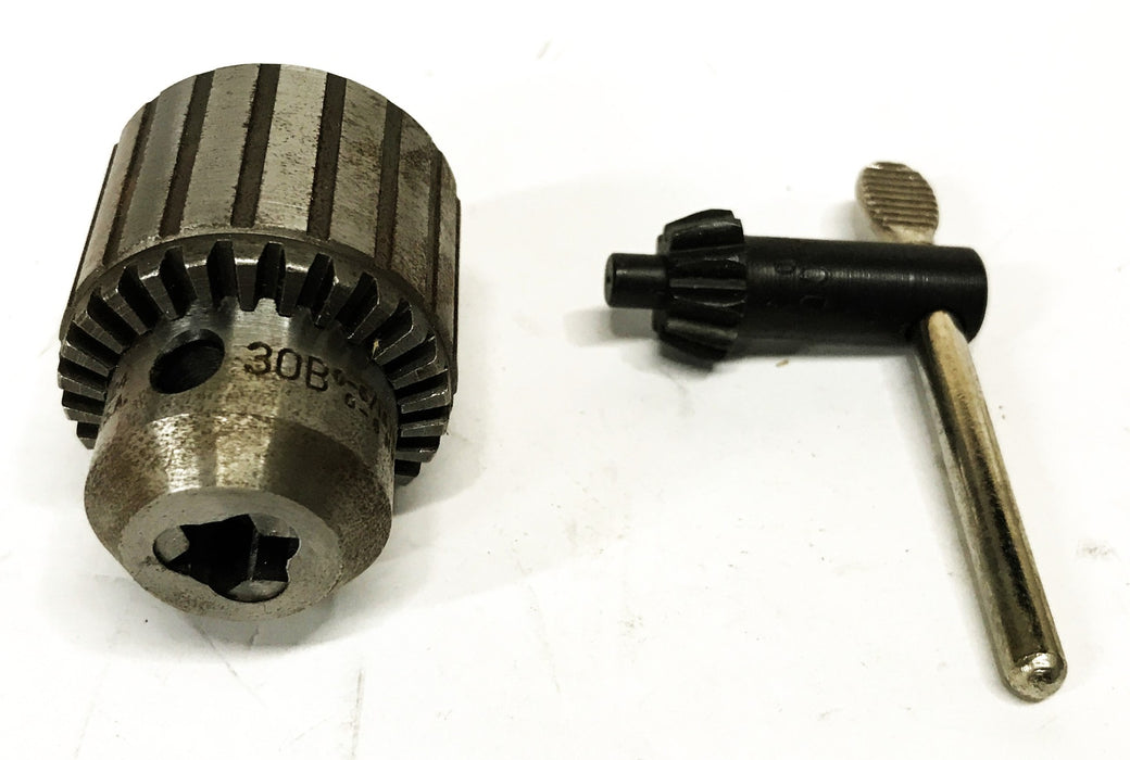 Jacobs 3/8-24 Plain Bearing Chuck and Key 30B-3/8-24 NOS