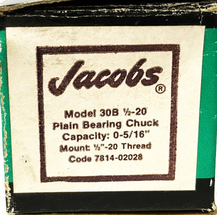 Jacobs 1/4-20 Plain Bearing Chuck and Key 30B-1/4-20 NOS