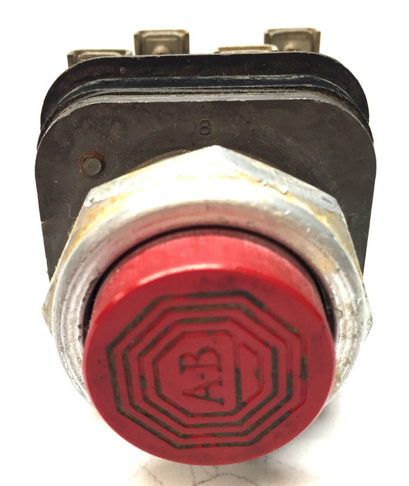 Allen-Bradley Red Push Button Switch w/ Contact Block 800T-B6B USED