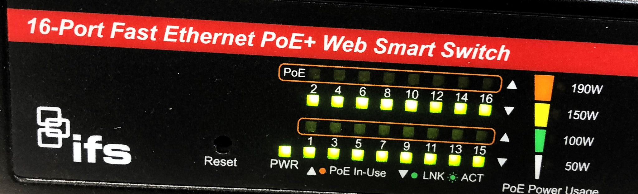 Interlogix 16-Port Eternet PoE+ Web Smart Switch ES2402-16P-2C USED