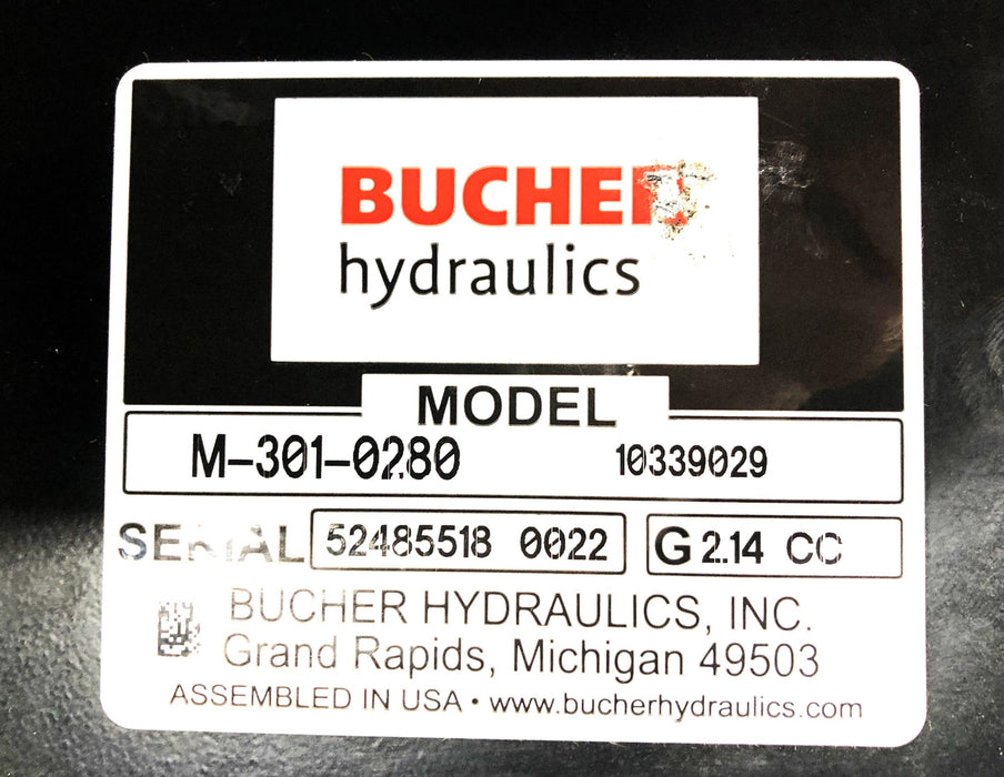 Bucher Hydraulic Cab Jack Pump (Small Broken Piece) M-301-0280 (10339029) NOS