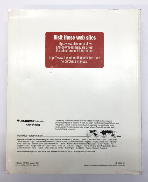 Allen-Bradley SLC 500 and MicroLogix 1000 Reference Manual 956500-02 NOS