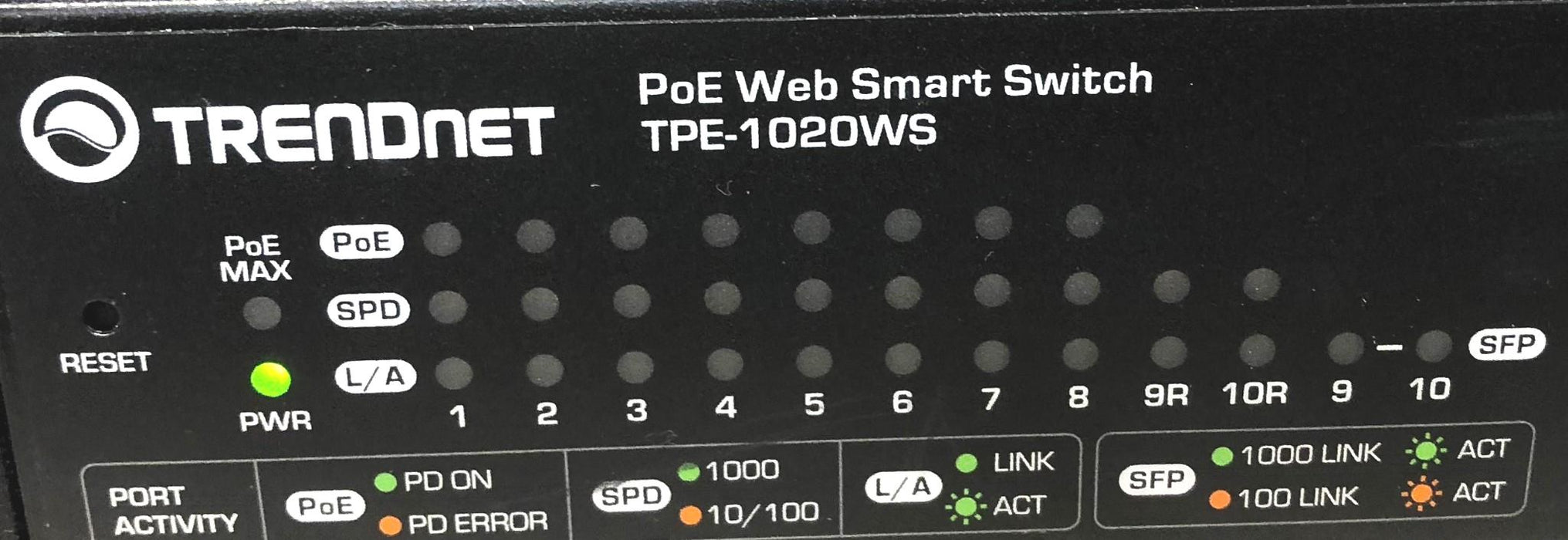 Trendnet 10-Port PoE Web Smart Switch (Powers on) TPE-1020WS USED