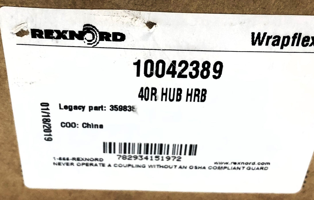 Rexnord Wrapflex Rough Bore 40R Hub HRB 10042389 NOS