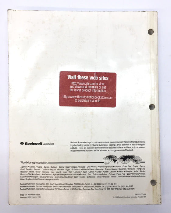 Rockwell/AB PLC-5 Programmable Controller Instruction Reference 955133-83 USED