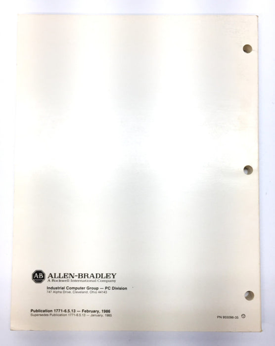 Rockwell/Allen-Bradley ASCII I/O Module User Manual 1771-DA (955098-35) USED