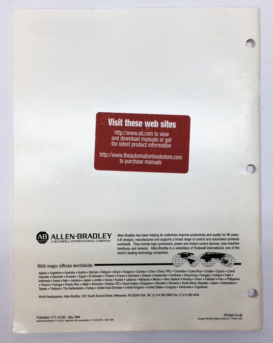 Rockwell/Allen-Bradley Analog Input Module 1771-IFE User Manual 955115-88 NOS