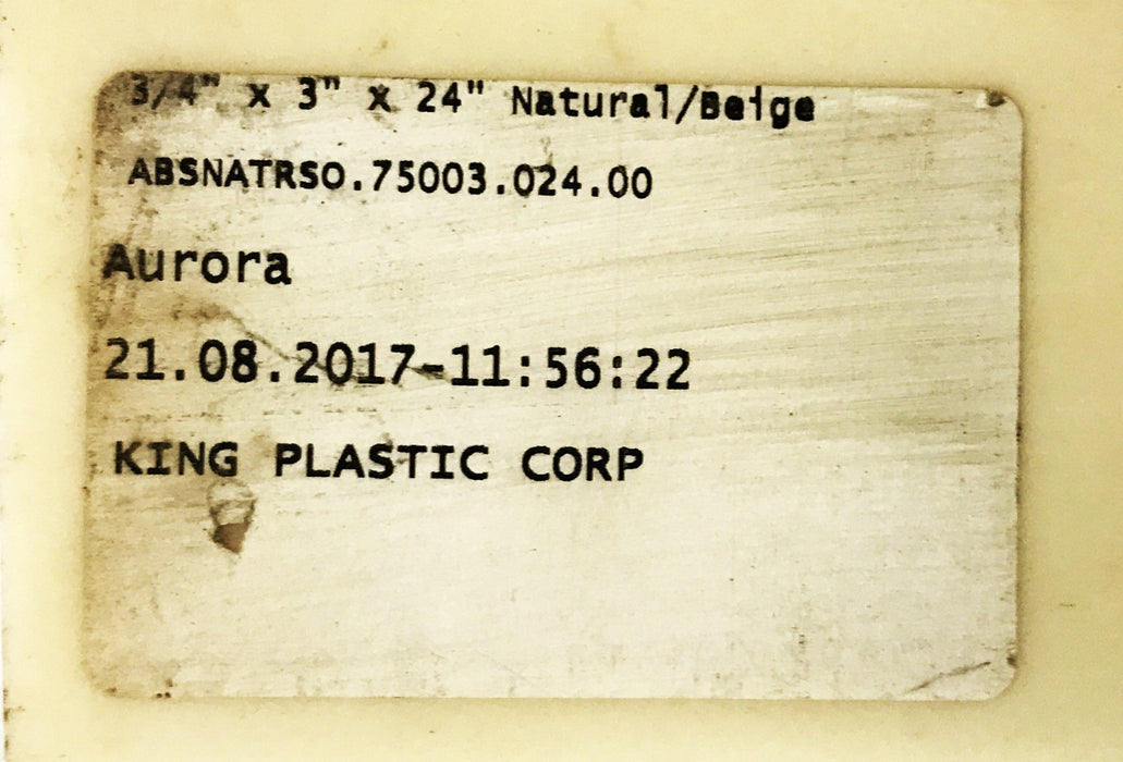 King Plastic Co. Beige 3/4 inch x 3 inch x 24 inch Plastic Strip [Lot of 4] NOS