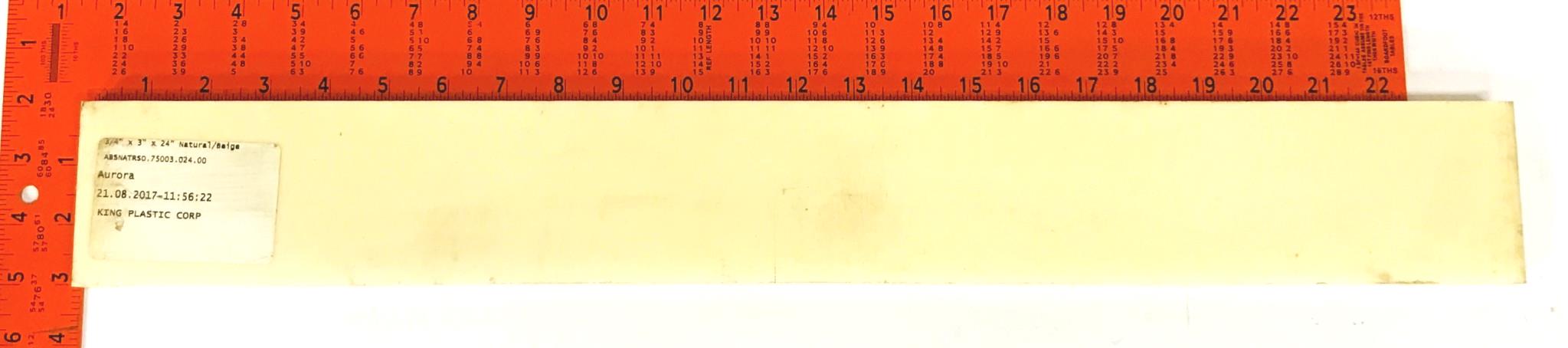 King Plastic Co. Beige 3/4 inch x 3 inch x 24 inch Plastic Strip [Lot of 4] NOS