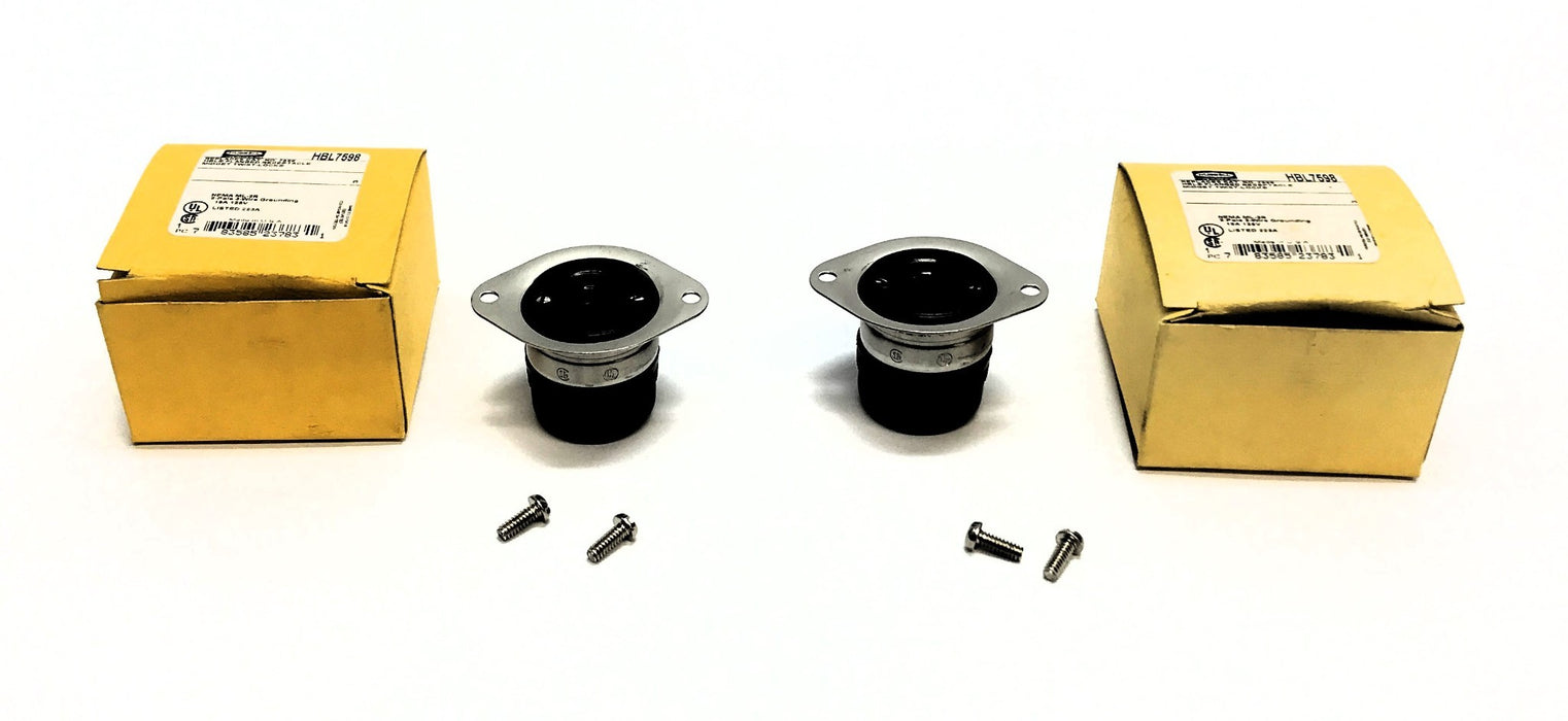 Hubbell 125V 15A 2 Pole 3 Wire Grounding Receptacle HBL7598 [Lot of 2] NOS
