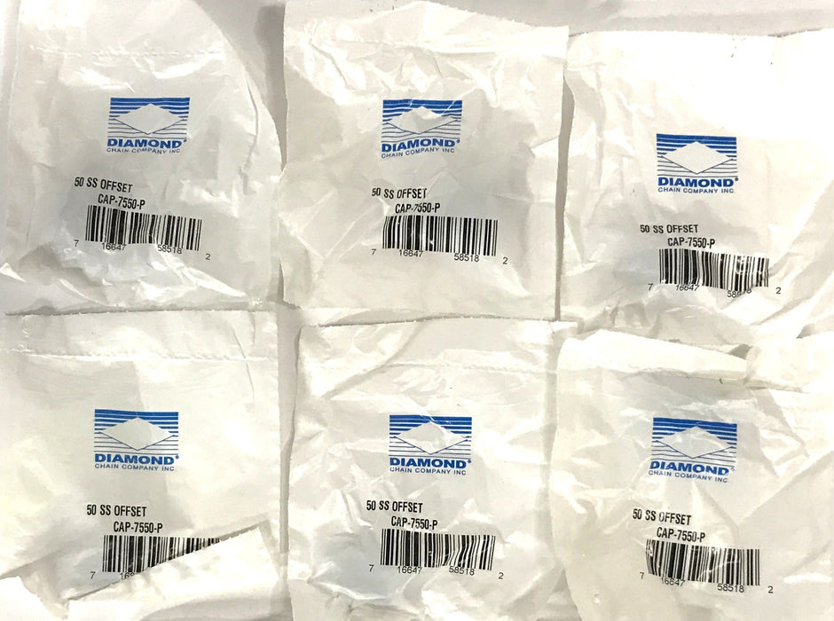 Diamond Chain 50SS Offset Link CAP-7550-P [Lot of 6] NOS