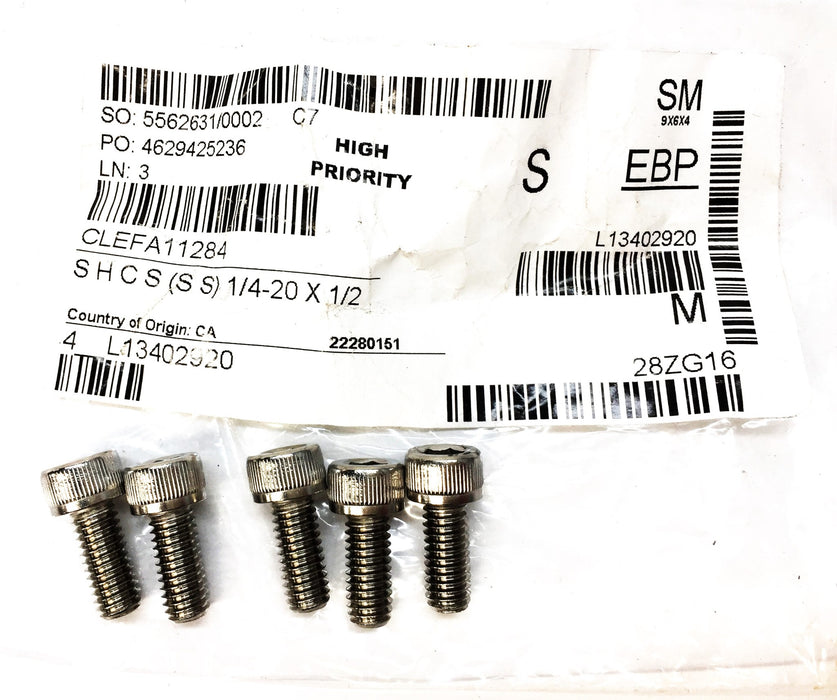 Cleveland 1/4" Screw SHCS (SS) 1/4-20X1/2 FA11284 [Lot of 5] NOS