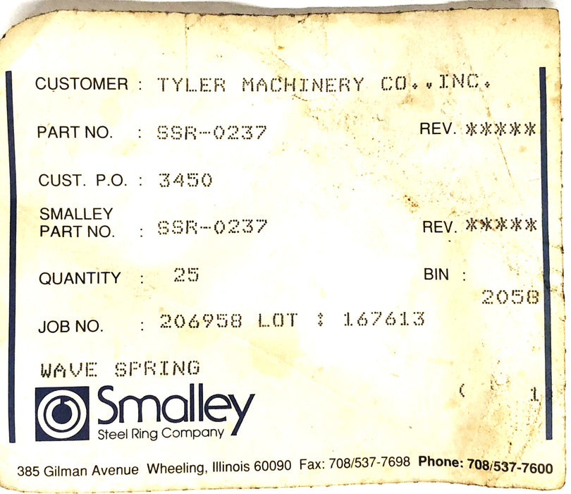 Smalley Wave Springs SSR-0237 [Lot of 4] NOS