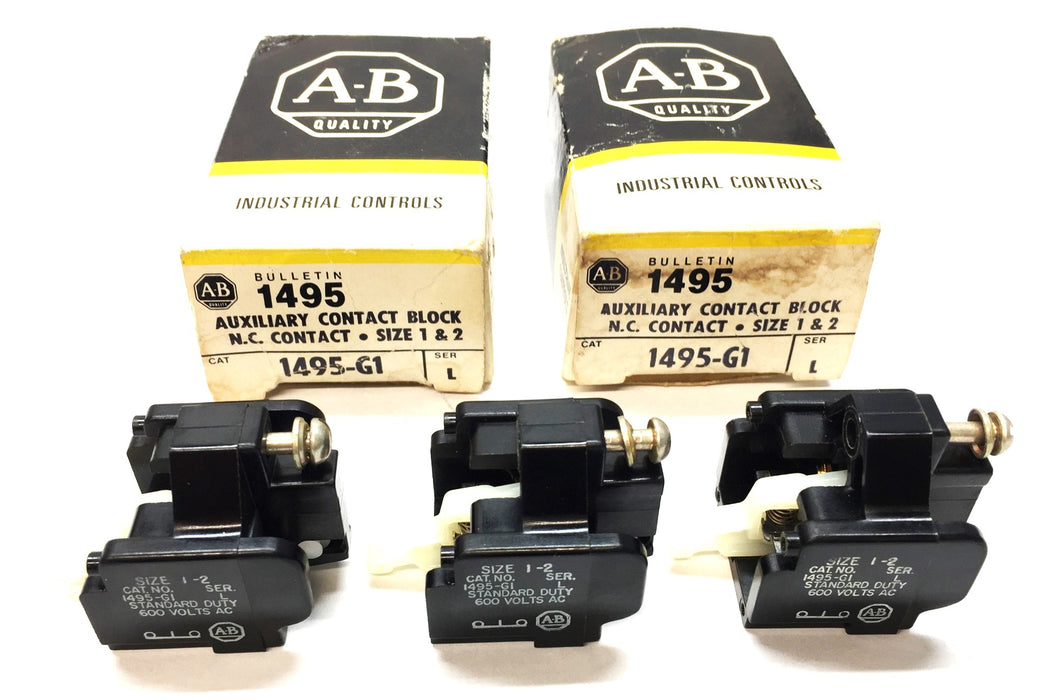 Allen-Bradley 1495 Ser.L Auxiliary Contact Block Size 1&2 1495-G1 [Lot of 3] NOS
