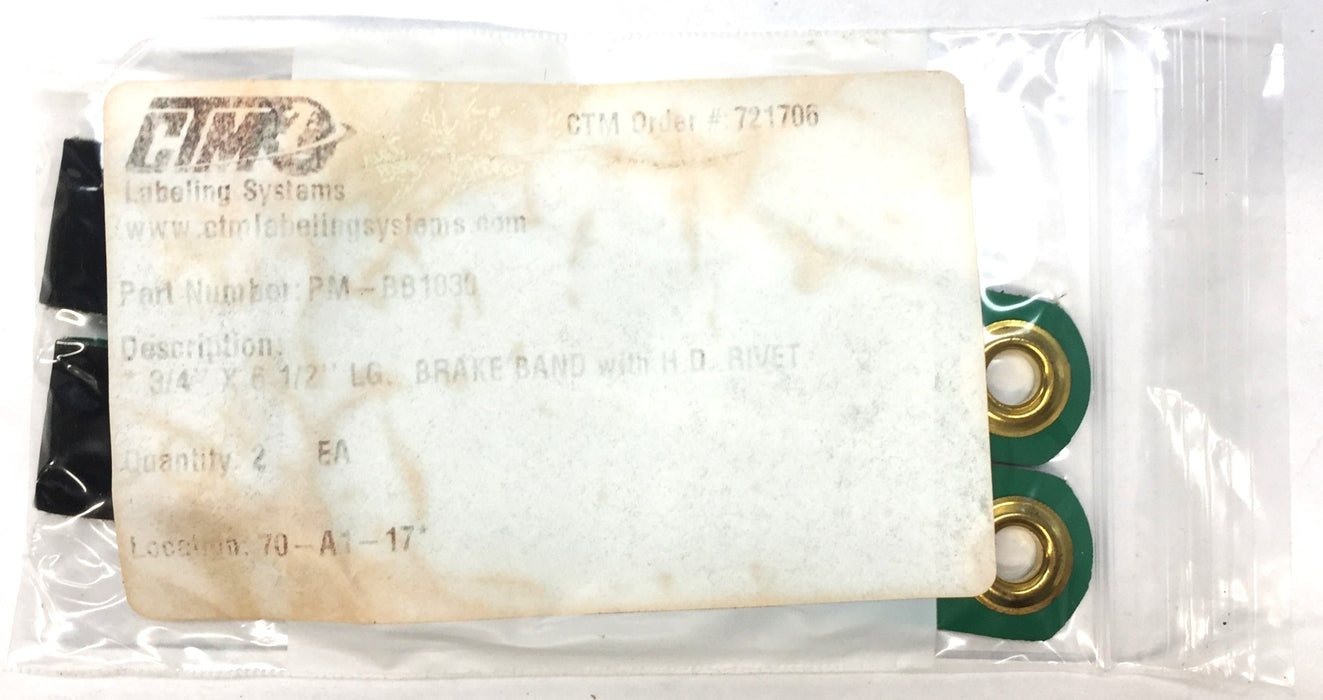 CTM 3/4"x6-1/2" Transmission Brake Band with H.D. Rivet Pk. (2pcs) PM-BB1030 NOS