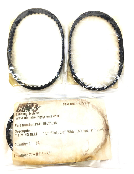 CTM 1/5"Pitch 3/8"Wide 55-Teeth Timing Belt PM-BELT1015 [Lot of 3] NOS
