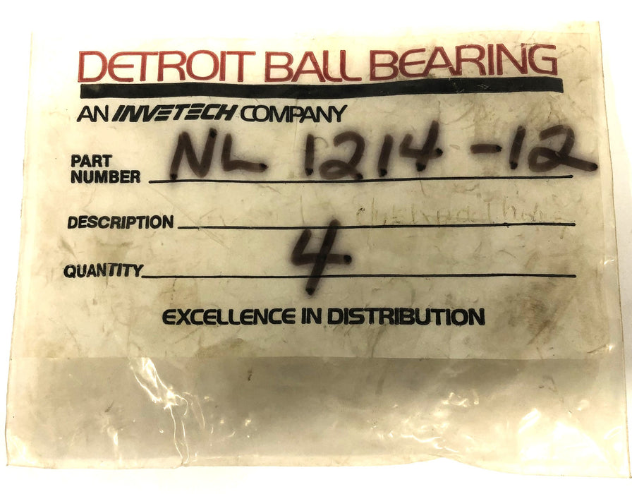 Invetech Detroit Ball Bearing Bushing NL 1214-12 NOS