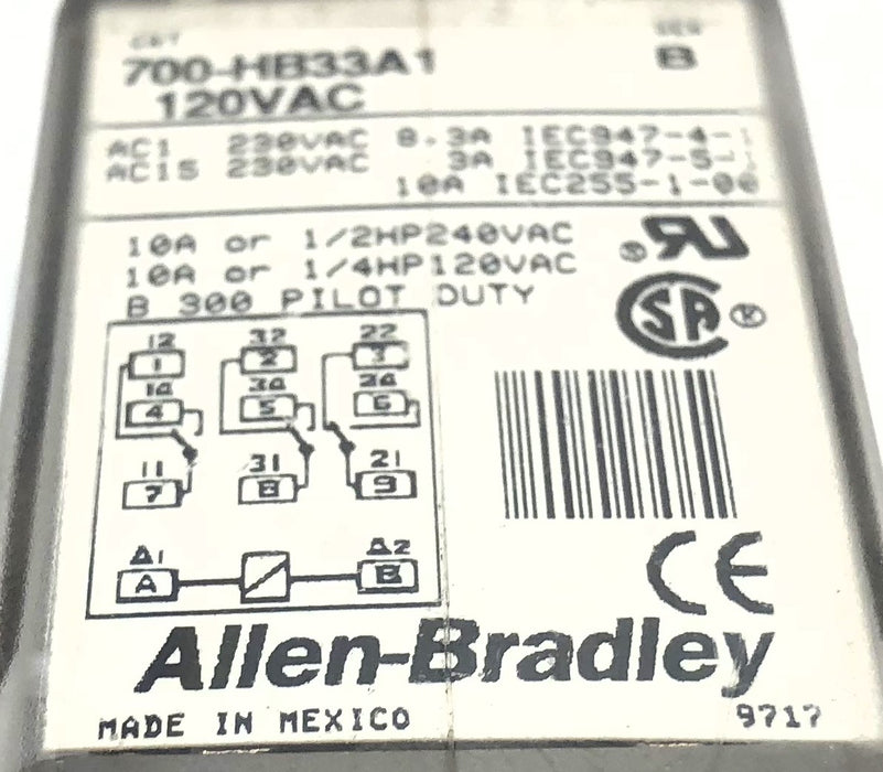 Allen-Bradley 120VAC Relay 700-HB33A1 [Lot of 2] NOS