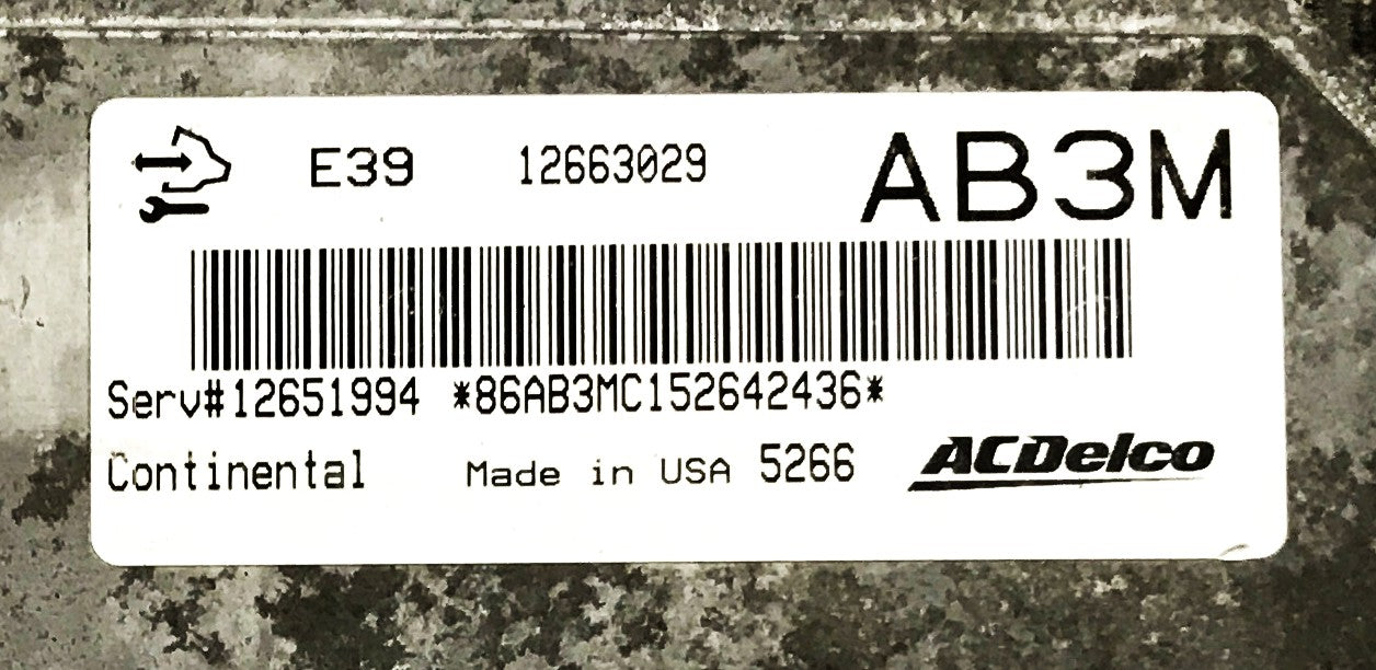 ACDelco GM E-39 Engine Control Module (with Rubber Guard) 12663029 USED