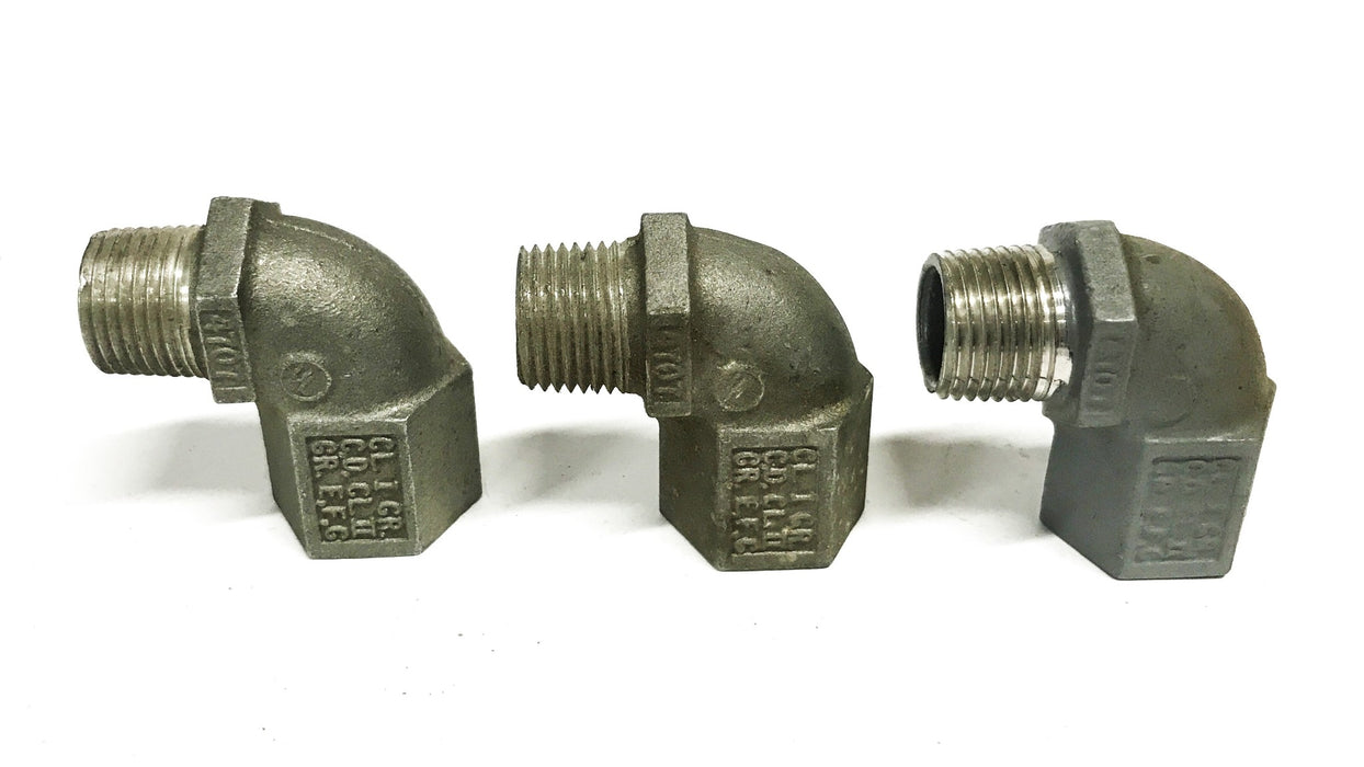 Killark 1/2 inch Male x 1/2 inch Female Aluminum Elbow 90-1 [Lot of of 3] NOS