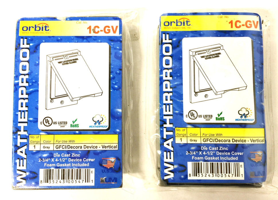 Orbit Weatherproof Zinc 2-3/4"x4-1/2" Cover w/Gasket 1C-GV [Lot of 2] NOS