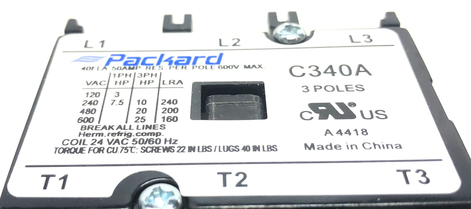 Packard Definite Purpose Contactor C340A NOS