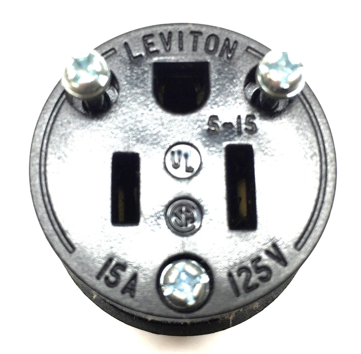 Leviton Black 2-Pole/3-Wire Polarized Round Connector 515CR [Lot of 8] NOS