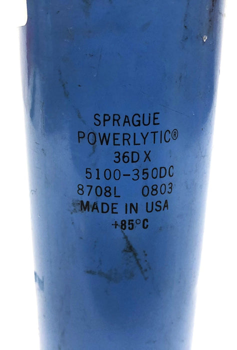 Sprague Powerlytic 36DX 5100-350DC +85C Capacitor 8708L-0491 USED